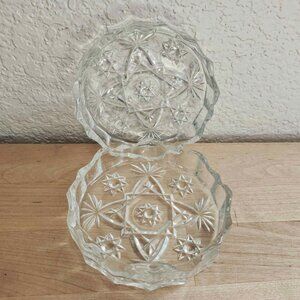 Set of 2 Anchor Hocking PresCut 4" Ashtrays | Early American 10 pt Star Of David